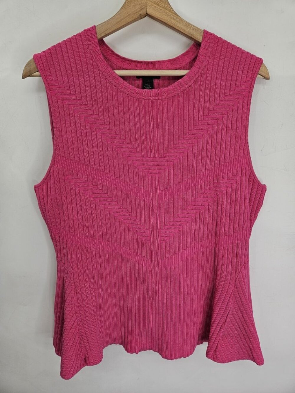 Halogen Peplum Top Womens XL Pink Ribbed Knit Sleeveless Textured Office Chic